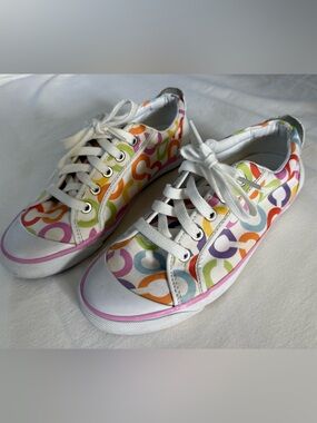 Coach Barrett Multicolor Signature Sneakers Size 7.5